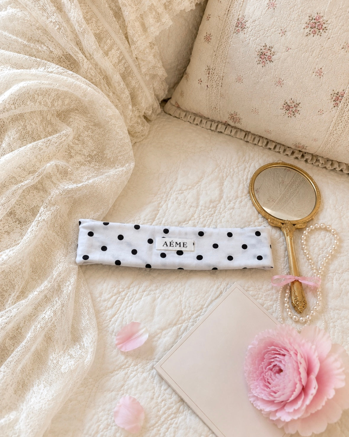 The Polka Dot Headband White